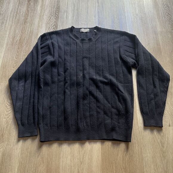Lord & Taylor 100% Lambswool Wool Sweater Mens Medium Blue Knit Pullover - Picture 1 of 8